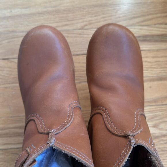 No. 6 EU 37 US 6.5 5" Leather Clog Buckle Boot on Mid Heel in Honey great cond - Picture 5 of 9